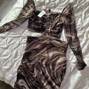 Windsor Brown Swirl Print Two-Piece Set